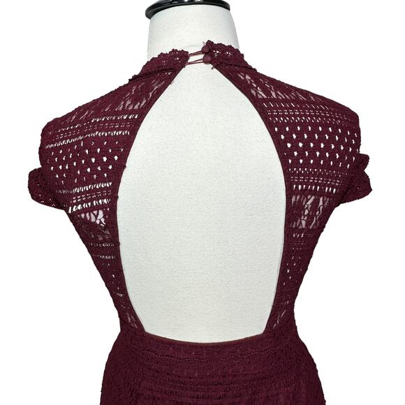 Foxiedox Ellie Lace Fit and Flare Mini Dress Burgundy Women XL NWT Ruffle - Picture 12 of 16